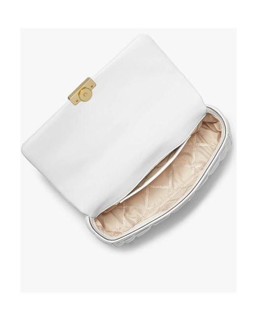 Michael Kors White Michael Tribeca Large Quilted Shoulder Bag