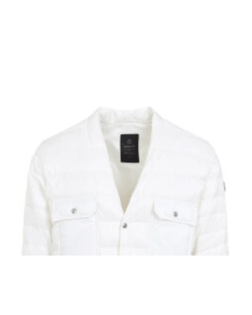 Moncler White Moncler Rick Owens V-Neck Padded Jacket for men