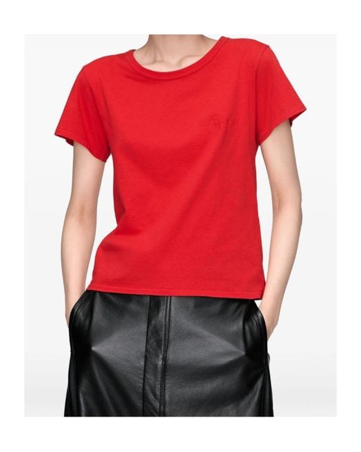 Maison Margiela Red Logo Detail T-Shirts