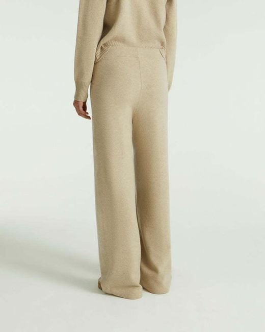 Yves Salomon Natural Knitted Wide-Leg Trousers