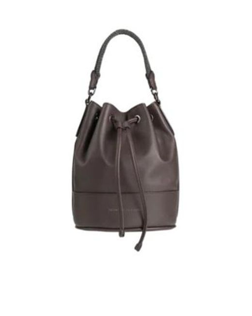Brunello Cucinelli Brown Solid-Color Small Bucket Bag