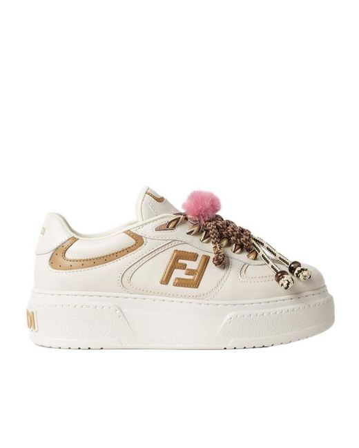 Fendi Natural Match Lace-Up Sneaker With 50Mm Heel Height