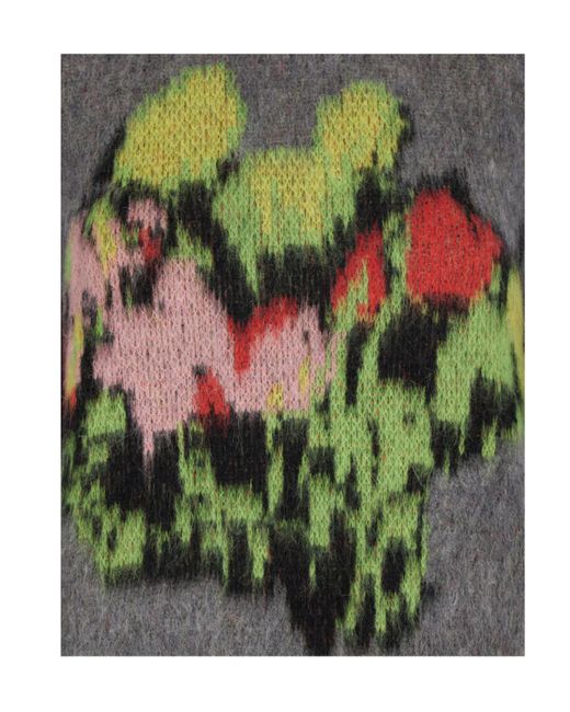 MSGM Gray Graphic Intarsia Knit Jumper