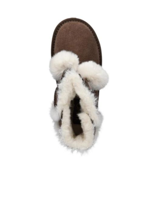 Liu Jo Brown Faux-Fur Pompom Boots