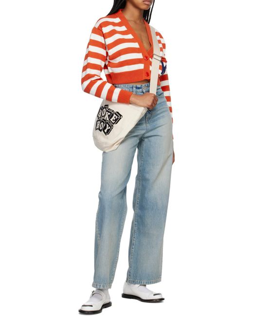 KENZO Red Striped Cropped Cardigan