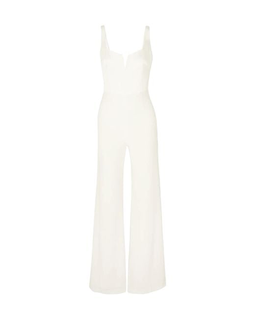 Galvan White Paneled Crepe Jumpsuit