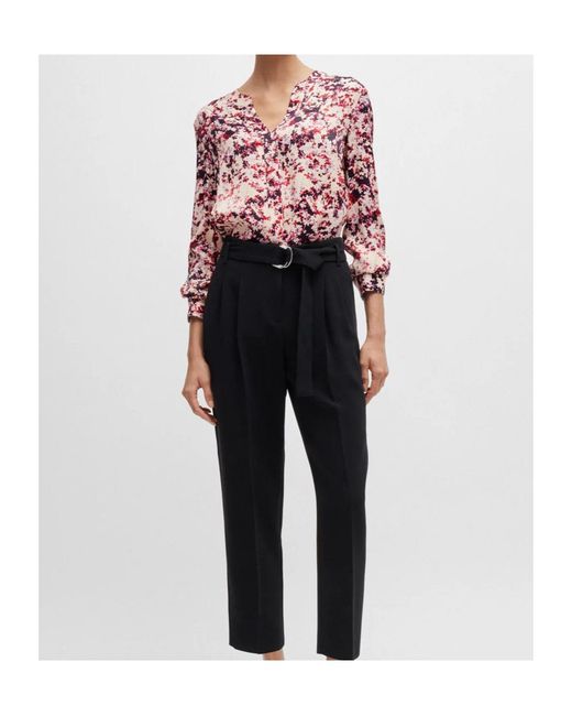 Boss Pink Floral-Print Satin Shirt