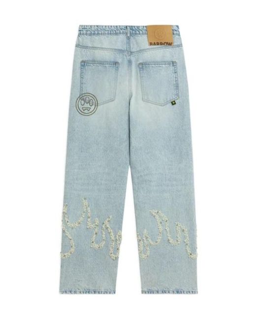 Barrow Blue Embellished Straight-Leg Jeans for men
