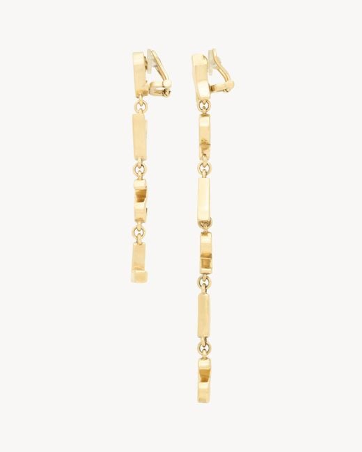 Saint Laurent Metallic Ysl Paris Drop Earrings