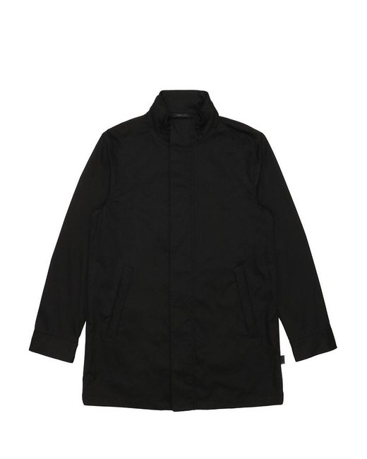 Armani Collezioni Black Removable Hat Logo Coat for men