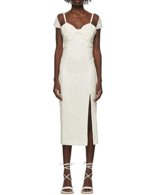 Jacquemus White Embroidered Midi Dress