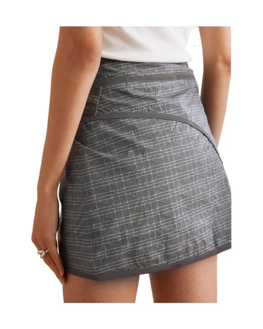 McQ Alexander McQueen Gray Matelassé Checked Shell Mini Wrap Skirt