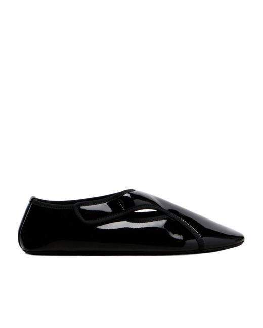 Alaïa Black Criss Cross Leather-Trimmed Ballet Flats