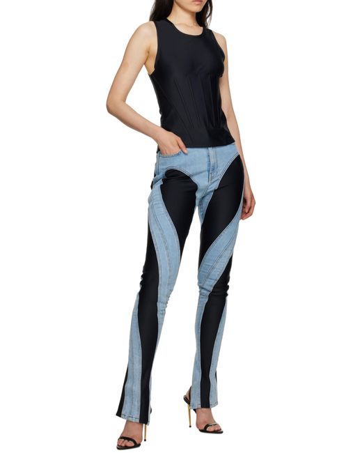 Mugler Black Round-Neck Sleeveless Top