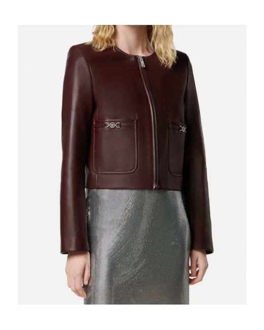 Versace Purple Leather Zipped Jacket
