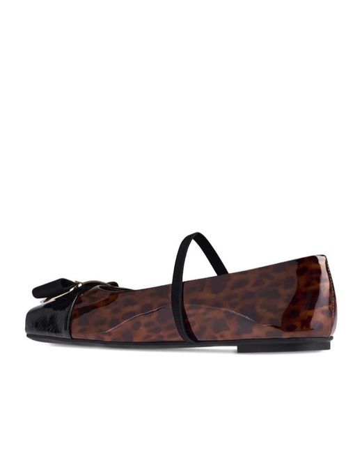 Ferragamo Brown New Vara Plate Bicolor Ballet Flat