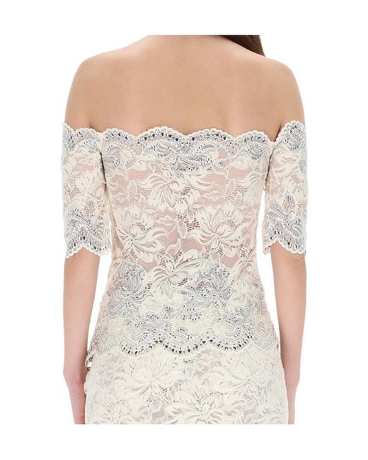 Rabanne White Rabanne Lace Off-Shoulder Top