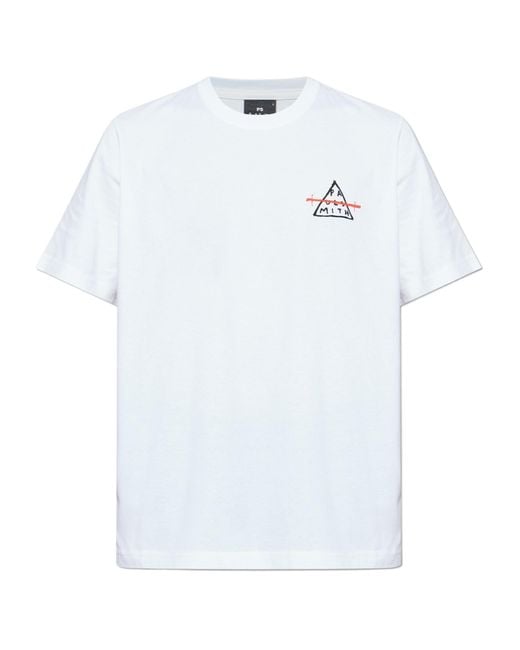 Paul Smith White Ps Paul Smith Logo Print Crewneck T-Shirt for men