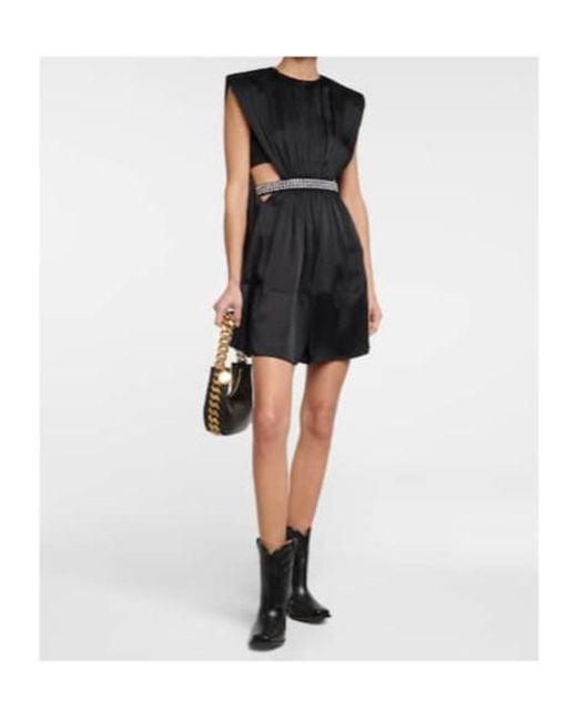 Stella McCartney Black Embellished Satin Minidress