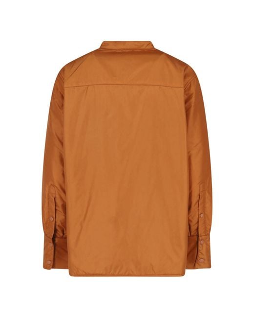 Aspesi Brown Snap-Front Collarless Jacket