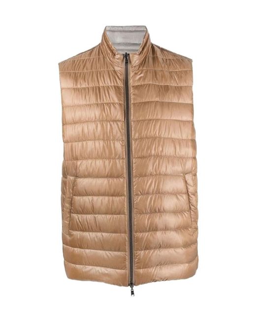 Herno Brown Lightweight Quilted Down Gilet for men