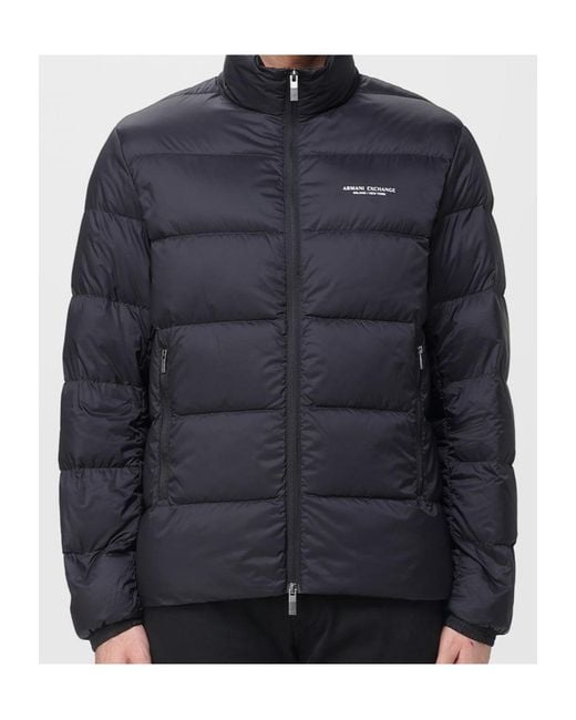 ARMANI EXCHANGE Black Quilted Zip Jacket for men