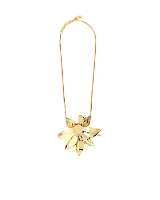 Rabanne Metallic Rabanne Sculpted Floral Pendant Necklace
