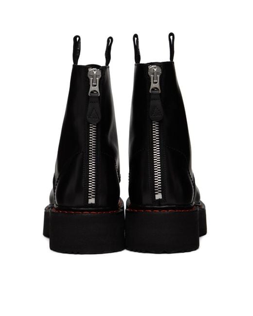 R13 Black Platform Leather Ankle Boots for men