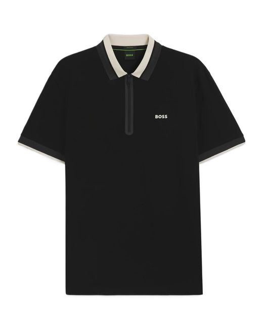 Boss Black Cotton-Piqué Polo Shirt With Zip Placket for men
