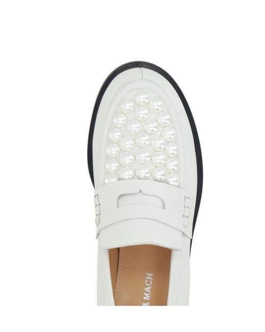 Mach & Mach White Caddy Loafers