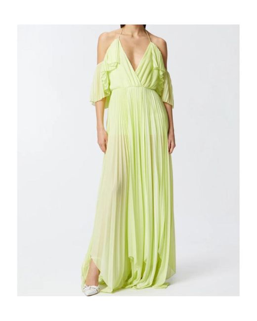 Pinko Green Draped Maxi Dress