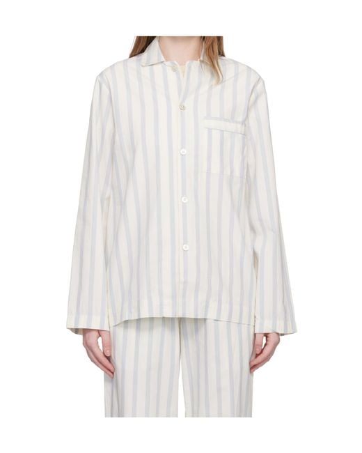 Tekla White Long-Sleeved Pajama Shirt for men