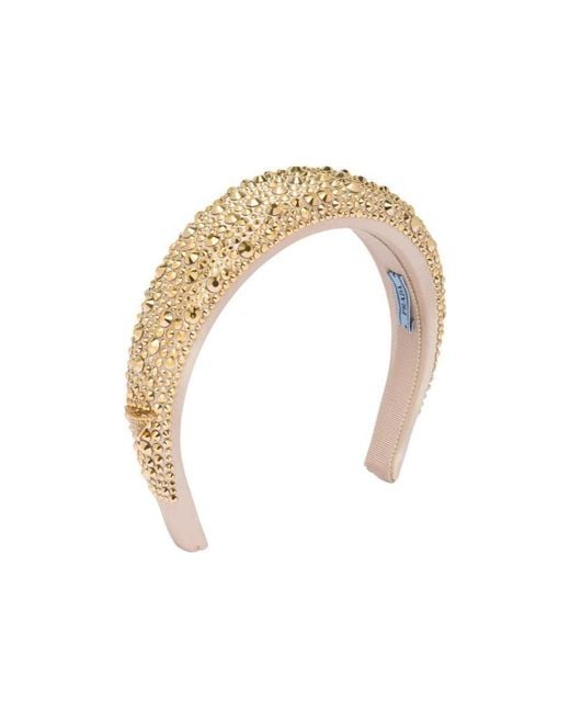 Prada White Embellished Headband