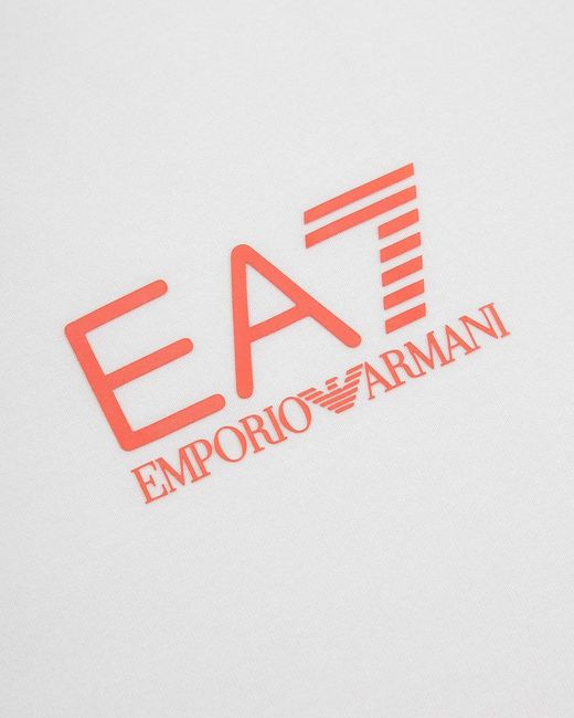 EA7 White Logo Printed Polo Shirt for men
