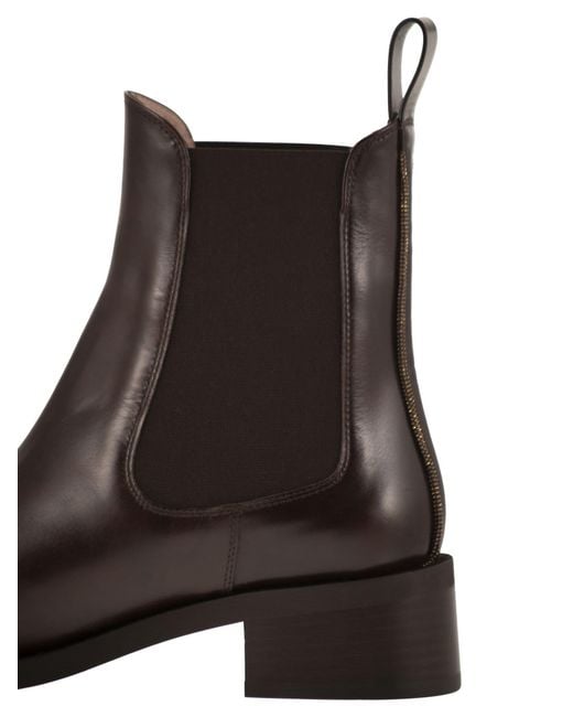 Fabiana Filippi Brown Leather Chelsea Ankle Boots With Low Heel