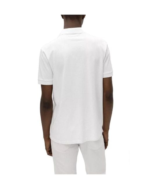 Boss White Hugo Logo Patch Polo Shirt for men