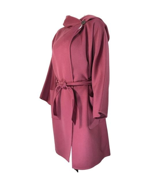 Max Mara Pink Hooded Overcoat