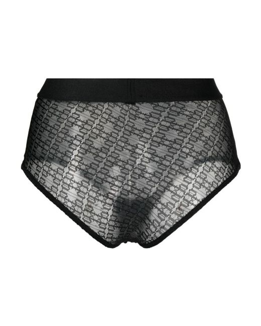 Palm Angels Black Logo-Waistband Lace Briefs