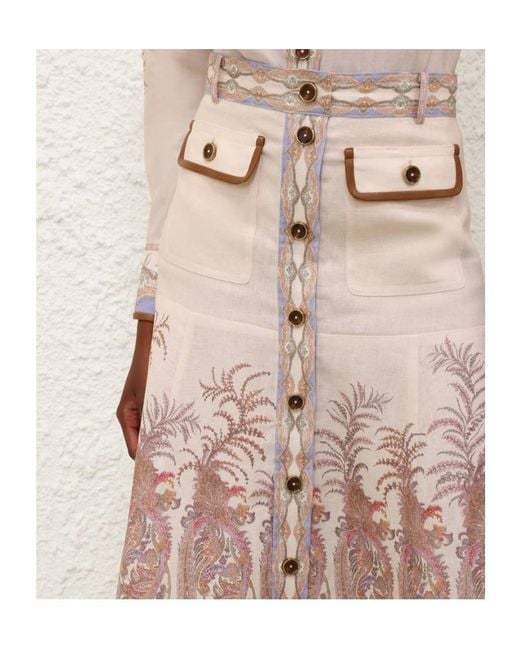Zimmermann Pink Alchemy A-Line Skirt