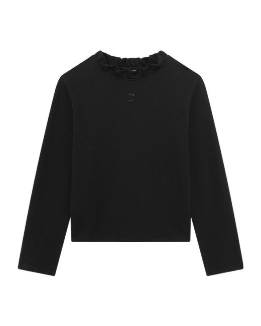 Repetto Black Ruffled-Neck Logo Sweatshirt