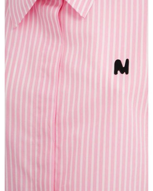 MSGM Pink Cropped Short Sleeve Cotton Shirt