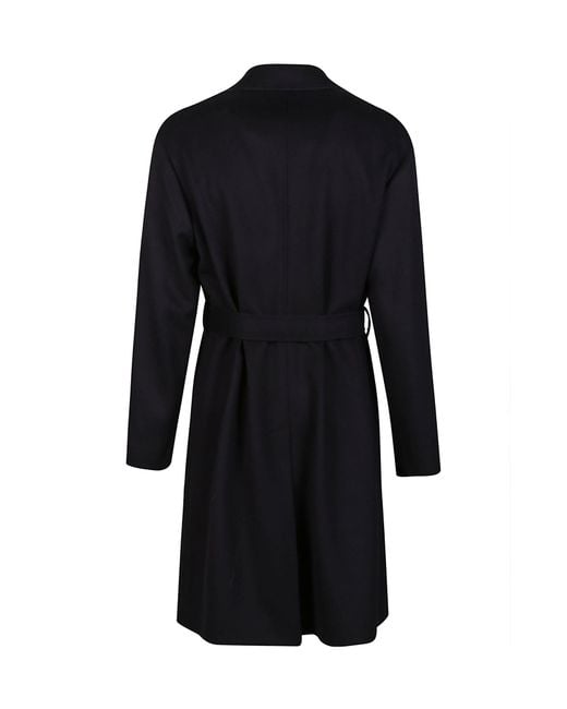 Lardini Black Single Breasted Belted Coat for men