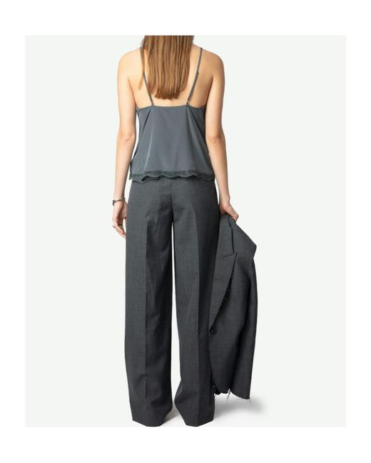 Zadig & Voltaire Blue Cishi Sheer Lace Detailed Camisole