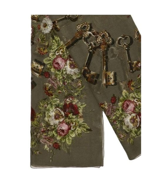 Dolce & Gabbana Green Printed Silk Scarf for men