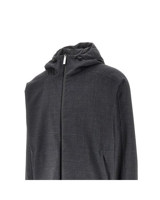Herno Black Hooded Zip-Front Jacket for men