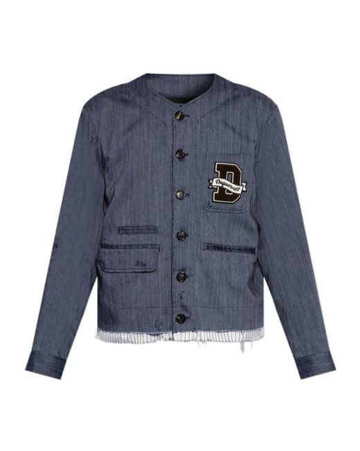 DSquared² Blue Vintage Effect Patch Jacket for men