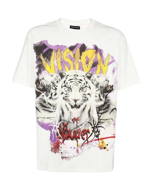Vision Of Super White Graphic-Print Cotton T-Shirt for men