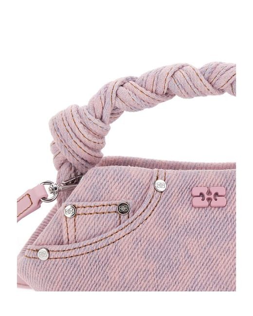 Ganni Pink Small Bou Braided Tote Bag