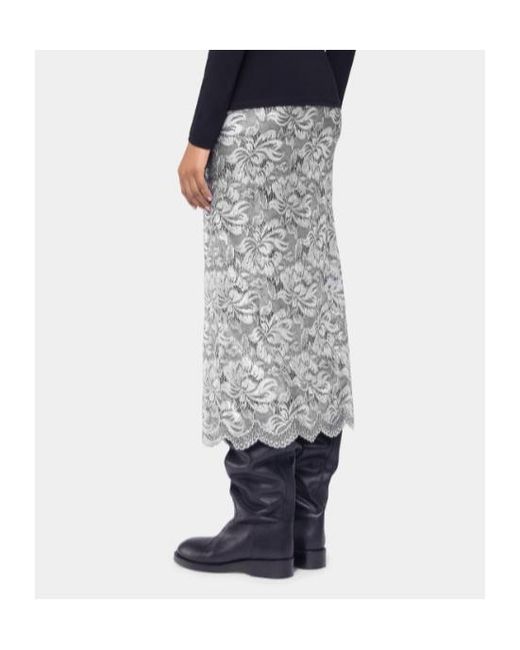 Rabanne Gray Floral-Lace Midi Skirt