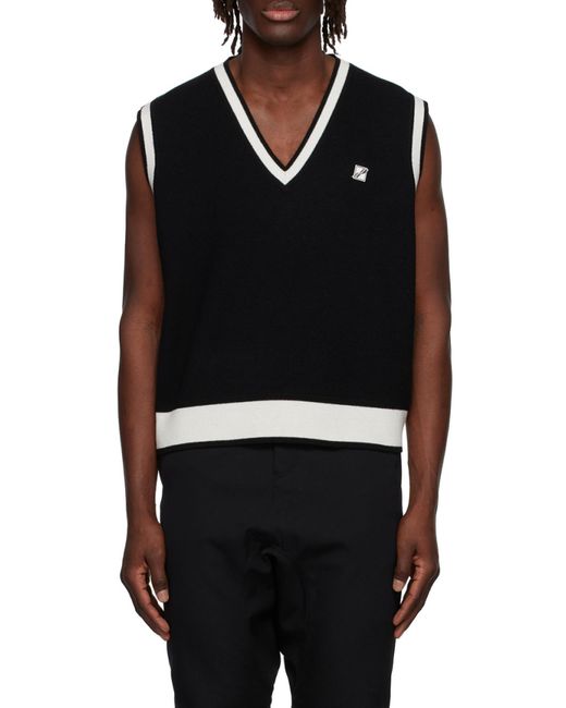 we11done Black Logo-Patch Wool-Blend Vest for men
